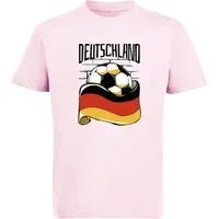 MyDesign24 T-Shirt Kinder Fussball Print Shirt - Deutschland Fahne mit Fussball Bedrucktes Jungen und Mädchen Fussball T-Shirt i485