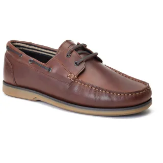 Base London Stern Herren Bootsschuhe aus gebrannt braunem Leder