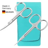 EloModa Maniküre-Kosmetik-Etui Solingen Nagelscheren Set mit Turmspitz-Schere & Echtleder Etui Made, 2 tlg., Nagelschere und Turmspitz-Schere