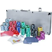 EAXUS Spielesammlung Deluxe Pokerkoffer - Profi Pokerset 500 Chips, Kartendecks & Würfel, Poker, Kartenspiel