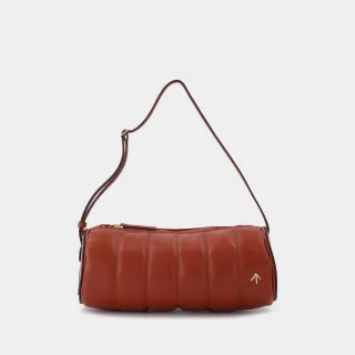 Gepolsterte Zylindertasche aus rotem Leder