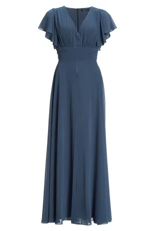 SWING - Chiffon Jumpsuit mit Überrock und Volantärmeln timeless blue - Gr. - 42