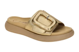 Gabor 63.751.63 Damen Pantoletten Gold Metallic Bequeme Schuhe Echtleder