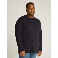 Tommy Hilfiger Big & Tall Longsleeve BT-STRETCH SLIM FIT TEE-B mit Rundhals und Logo unifarben, casual, slim fit, Baumwollmix, Rundhals, große Größen