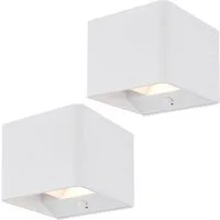 GLOBO LIGHTING LED Wandleuchte, LED-Leuchtmittel fest verbaut, Warmweiß, Wandlampe Wandleuchte Bewegungsmelder Akku LED Flurleuchte weiß 2x