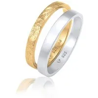 Elli Ring-Set Bandring Basic Gehämmert Schmuck Geschenk (Set 2-tlg) 925 Silber, Ring Set