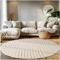 Teppium Hochflor-Teppich Boho-Design, Rund, Höhe: 20 mm, Teppich Wohnzimmer Boho Design 3D Optik Skandinavische Stil