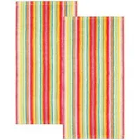 Cawö Handtuch 2 Stück Cawö Life Style Handtücher 7008-25 Streifen muilticolor 50x100, Walkfrottier (2-St), 100% Baumwolle