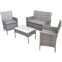 SVITA Sitzgruppe BROOKLYN, (Set, 4-tlg., Gartenlounge), Gartenmöbel Set, Sitzgruppe, Polyrattan