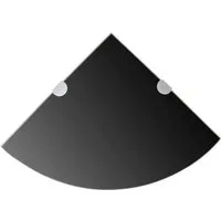 furnicato Wandregal Praktisches Wand-Eckregal 25 x 25 cm in Schwarz, 1-tlg., Eckboard aus gehärtetem Sicherheitsglas für Bad oder Wohnzimmer
