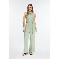 comma Jumpsuit Overall Satin-Jumpsuit mit drapiertem Ausschnitt