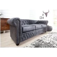 riess-ambiente Sofa CHESTERFIELD 200cm antik grau, Einzelartikel 1 Teile, Wohnzimmer · Microfaser · 3-Sitzer · Federkern