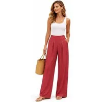 SUBLEVEL Chinos Damen Luftige Sommerhose Freizeit Weit geschnitten Stoff Palazzo-Hose