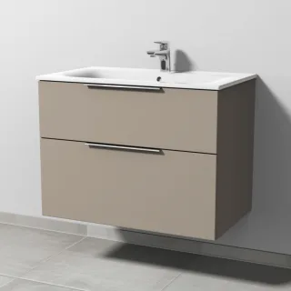 Sanipa 3way Waschtischunterbau zu Geberit Renova Plan Slim Waschtisch mit 2 Auszügen, Sandgrau-Matt UF68767