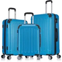 Flexot Hartschalen-Trolley F-2045 Kofferset, 360° Rollen, robuster Reisekoffer, Bordcase, 4 Rollen, Robuster und moderner Koffer mit vier 360° Rollen und Zahlenschloss
