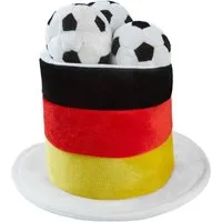 dressforfun Kostüm Fußball Fan Zylinder Deutschland mit Fußbällen, Abgesetzter Rand