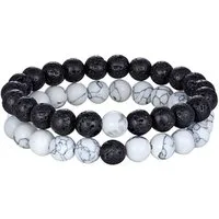 The Beauty House Armband Lavastein Naturstein Armband mit schwarzen Lava Perlen Energiearmband