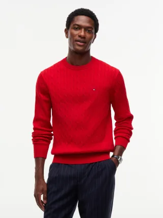 CLASSIC COTTON CABLE CREW NECK Medium Red - Gr. - S