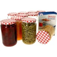 MamboCat Einmachglas 12er Set Rundglas 720 ml To 82 rot karierter Deckel incl. Rezeptheft, Glas