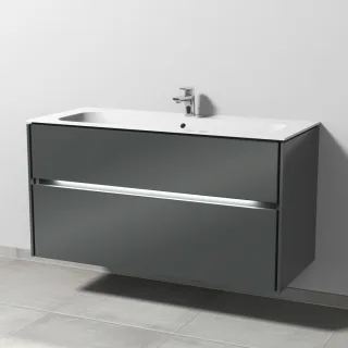 Sanipa Twiga Keramik-Set Finion mit 2 Auszügen und LED-Beleuchtung, Anthrazit-Glanz, SL27379 SL27379