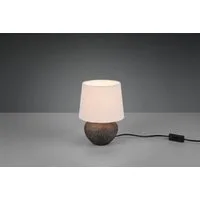Reality Leuchten Schreibtischlampe Lou, ohne Leuchtmittel, Nachttischlampe, Tischlampe, Keramik braun, Stoffschirm Beige