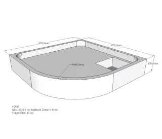 Neuesbad Wannenträger für Kaldewei Zirkon 100x100x6,5 Viertelkreis SD21848