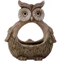 MF Pflanzkübel Pflanzgefäß Eule Waldwächter Gartendeko Grau Magnesia 33cm (1 St)