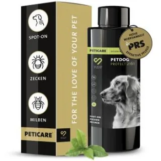 Peticare Zecken-Schutz Mittel für Hunde, Spot-On auf pflanzlicher Basis 200 ml