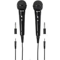 Thomson Mikrofon Set 2x Dynamisches Mikrofon kabelgebunden Schwarz (Set), 3m Kabel Party Veranstaltung DJ Mix Karaoke 3,5mm 6,35mm Stecker