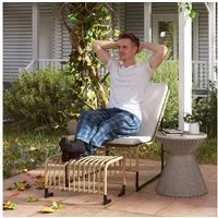Outsunny Sitzgruppe mit Kissen, Bänder, (UV-beständig Gartensessel, 2-tlg., für Garten, Balkon, Terrasse Naturholz), für Garten, Balkon, Terrasse Naturholz