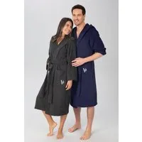 Bruno Banani Unisex-Bademantel Robby, ideal für Sauna & Spa, Standardlänge & Überlänge, Langform, Walkfrottee, Kapuze, Gürtel, Damen & Herren Bademäntel, Baumwolle, mit Taschen, Sauna, XS-3XL