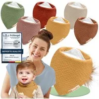 Mallie Lätzchen Musselin Lätzchen Baby im 6er oder 8er Set, (Als Bibs, Dreieckstuch Baby, Baby Lätzchen -, 6-St., Musselin Halstuch Baby, Musselintücher Baby und Babylätzchen), Sabberlätzchen Baby Halstücher Baby