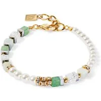 COEUR DE LION Armband Schmuck Edelstahl GeoCUBE® Precious Fusion Offset Würfelkette, Made in Germany - mit Schmucksteinen - mit Swarovski® Perle
