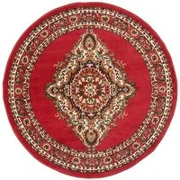 Vimoda Orientteppich Rund Teppich kurzflor, Rund, Höhe: 8 mm, Orientalisch, Klassisch,Rot Wohnzimmerteppich