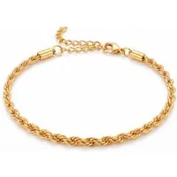 salazar.plus Armband Kordelarmband Rope aus vergoldetem Edelstahl geflochten, Kordelarmband Ropechain 3mm Armkette (18+5 cm lang)