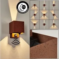 hofstein Außen-Wandleuchte Außenwandlampe mit Bewegungsmelder aus Metall in Rost/Schwarz/Klar, moderne Leuchte mit Up&Down-Lichteffekt für Garten/Terrasse/Hof, IP54