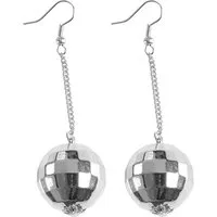 Widmann S.r.l. Kostüm Ohrringe 'Discokugel', Silber - Schmuck Discopart