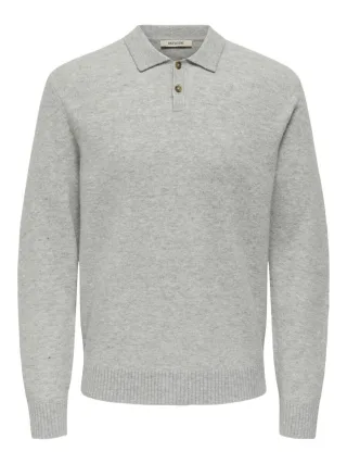 only & sons - Pullover mit Polokragen - Onsjay grau - Gr. - S