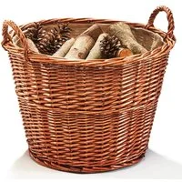 Kobolo Kaminholzkorb Holzkorb aus Weide rund mit Jutestoff