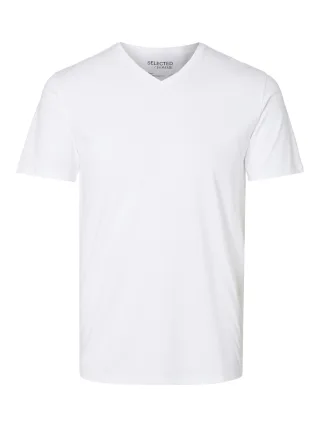 SELECTED MEN - SLMNEWPIMA SS V-NECK TEE NOOS Bright White - Gr. - S