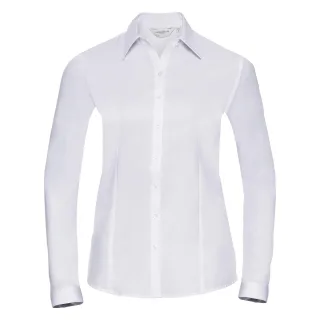 Russell Damen Bluse / Hemd mit dezentem Fischgrätenmuster (Weiß)