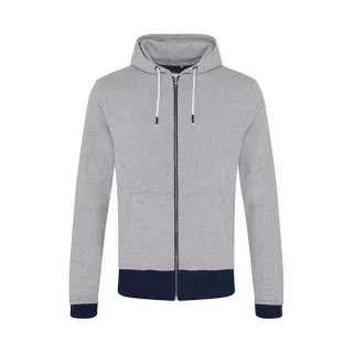 Ecologie - "Okavango" Kapuzenpullover für Herren/Damen Unisex, Nachhaltig (Grau meliert/Marine)