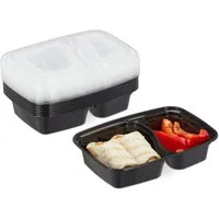 relaxdays Lunchbox 10er Set Meal Prep Boxen 2 Fächer, Kunststoff