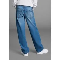 Bruno Banani Loose-fit-Jeans Gerade Stretchjeans mit Strass-Steinen auf Po-Tasche für Mädchen Für TEENS, Loose fit Stretchjeans