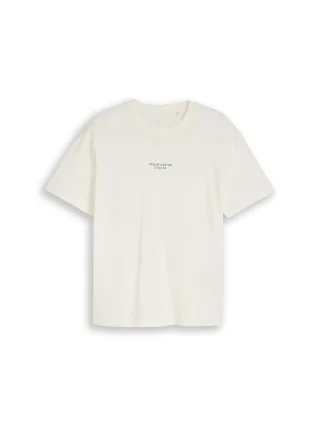 Denim Tom Tailor - Relaxed Fit T-Shirt mit Rückenprint wool white - Gr. - S