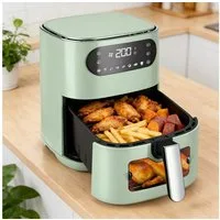 ZMH Heißluftfritteuse 6L Airfryer Einzelkorb Sichtfenster - 7 Garprogramme 11 Funktionen, 1500 W, Temperatur (80–200 °C) und Garzeit (bis zu 60 Minuten)