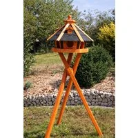 Holzdekoladen Vogelhaus Vogelhaus Holz wetterfest mit Futterautomat – mit/ohne Ständer/Solar