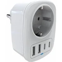 Bolwins L57C EU Steckdose Steckdosenleiste 2x USB A + 2x Typ-C Ladegerät Handy Mehrfachsteckdose 4-fach (Steckdose USB-A Anschluss USB-C Anschluss USB-Ladefunktion, Überlastschutz, Überstromschutz, Kurzschlussschutz, Überhitzungsschutz, Kabellänge 0 