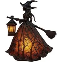 FELIXLEO Außen-Stehlampe Halloween Hexenlampe, gotische Hexenhut Nachtlampe, warmes Licht, Deko