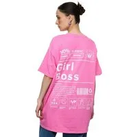 Worldclassca T-Shirt Worldclassca Oversized Print GIRL BOSS T-Shirt lang Sommer Oberteil